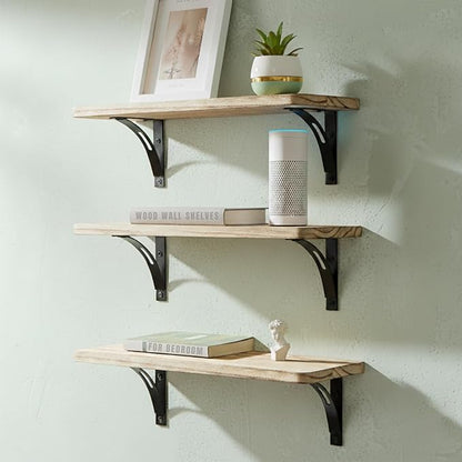 Willowy Reinforced Steel Bracket Wall Shelving for Bedroom - Easy to Install, Template and Video Included - Wall Shelves for Bedroom Decor, Lego Display Shelves