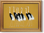 HUARCEY Gold Framed Vintage Wall Art for Living Room, Animals Painting Prints Shelf Decor for Kitchen, Aesthetic Bedroom Wall Art Decor, Christmas Gifts for Friends or Family (Seven Cranes 12