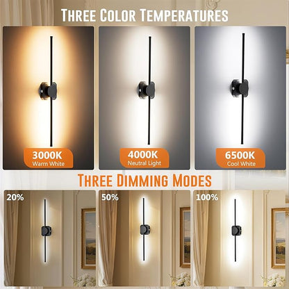 HEERTTOGO Battery Operated Wall Sconce, Rechargeable Wall Light with Touch Control, 3 Color Temperatures & 3 Brightness Levels, 350° Adjustable Rotating Head, for Bedroom, Hallway, Staircase (1 Pack)