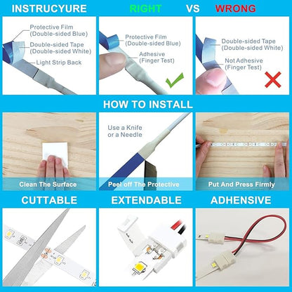 Motion Sensor Under Cabinet Lights - Plug-in LED Strip Lights Indoor with Power Adapter, Dimmer and Timer for Kitchen Cabinet, Counter, Shelf, Showcase, Stairway, Bedroom, Corridor, Washroom