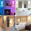 19.9 Inch Wall Sconces Battery Operated Set of 2, Gold Rechargeable Wireless Wall Sconces Lights with Remote, Not Hardwired Dimmable Wall Lamps with White Fabric Shade for Bedroom, 2 Bulbs Included
