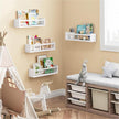 Fixwal Nursery Book Shelves, 16.5 Inch Floating Bookshelves for Nursery & Playroom Decor, Set of 4, Solid Wood Wall Mounted Shelves for Books and Toys Storage (White)