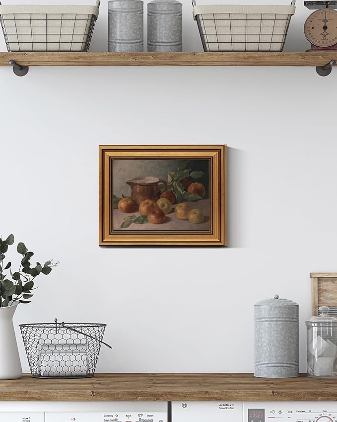 HUARCEY Gold Framed Vintage Wall Art for Living Room Harvest Apples Still Life Oil Painting Artwork Shelf Decor Abstract Picture Canvas Print Farmhouse Fruit Wall Decor Bedroom Kitchen Bathroom 8