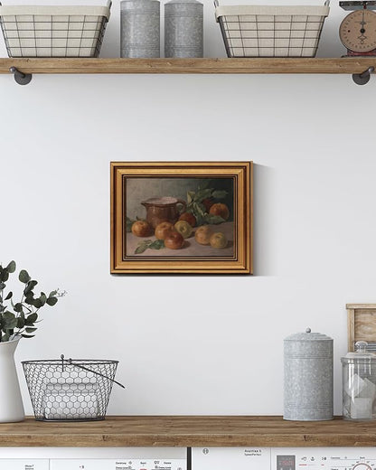 HUARCEY Gold Framed Vintage Wall Art for Living Room Harvest Apples Still Life Oil Painting Artwork Shelf Decor Abstract Picture Canvas Print Farmhouse Fruit Wall Decor Bedroom Kitchen Bathroom 8"x10"