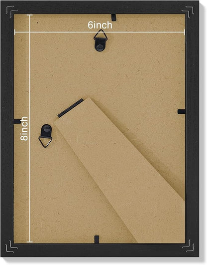 Vittanly 6x8 Picture Frames Set of 9, Shatter Resistant Plexiglass, Display 4x6 Pictures with Mat or 6x8 without Mat, Photo Frames for Wall or Tabletop, Engineered Wood, Black