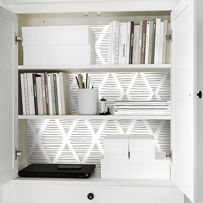 White and Silver Gray Peel and Stick Wallpaper 17.7