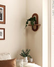 Bamworld Boho Wall Decor Brown Plant Wall Shelf, Mid Century Modern Decor Hanging Plant Shelf, 1-Tier Bamboo Floating Shelves for Home, Bathroom Bedroom Living Room, Office Holding Planter Decoration