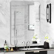 Silver Framed Bathroom Mirror, Brushed Nickel Large Rounded Corner Rectangle Wall Mirror, Tempered Glass, Shatter Proof, Anti-Rust, Hangs Horizontally or Vertically (28