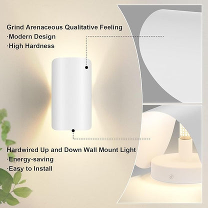 Aipsun LED Wall Sconce Indoor Modern Wall Lights 2 Packs Hardwired Up and Down Wall Mount Light for Living Room Bedroom Hallway Corridor Conservatory Warm White 3000K(with G9 Bulbs)
