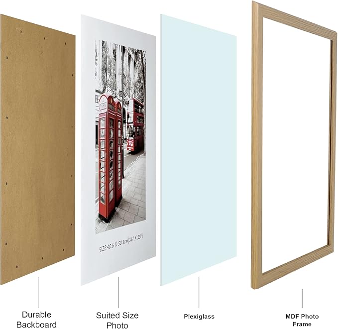 16x20 Frames Set of 3, 16x20 Picture Frames for Wall, Wooden Poster Frames with Plexiglass for Prints, Poster, and Art (Natural Wood)