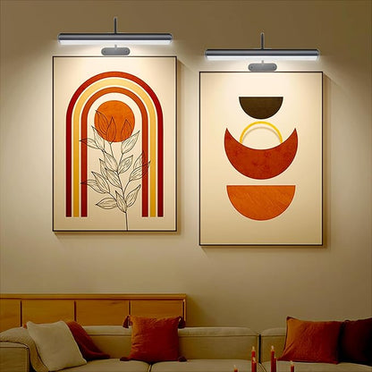 2Pack-Dimmable Picture Lights with Timer Controller for Wall Sconce Lamps ,Art Painting Light for Home Office Gallery, 5000mAh Rechargeable Battery Operated Wall Light for Display Portrait Frame-Black