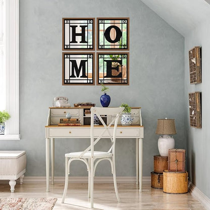 4 PCS Square Wall Mirrors, Rustic Farmhouse Accent Mirror， Home Wall Decor for Living Room, Bedroom, Bathroom & Entryway