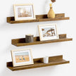 Axeman Picture Ledge Shelf | 24 Inch Brown Floating Shelves Set of 3 | Rustic Brown Wood Wall Shelves with Lip | 24