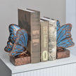 Vintage Blue Butterfly Bookends,Resin Book Ends for Shelves,Heavy Duty Decorative Bookends,Creative Book Stopper Holder Decor for Desk Home Office,Shelf Decoration,Gifts for Mother's Day