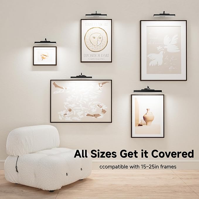 Cordless Art Picture Light,4400mAh Battery Powered Picture Lighting,Wireless Remote Control Dimmable LED for Painting Portrait Display(12 in, 4 Pack)