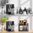 YINMIT Countertop Shelf Organizer,Coffee Bar Accessories,Spice Rack,Coffee Counter Shelf,2 Tier Coffee Organizer Station for Mugs,Cups,Cream,Syrup (Black, Small)