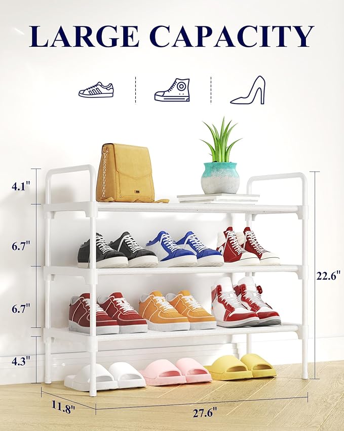 Kitsure Shoe Rack for Closet, Sturdy and Long-Lasting Shoe Shelf, Shoe Rack for Entryway, Personalized DIY Shoe Organizer, Shoe Rack Organizer for Space-Saving, 27.6