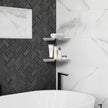 Cosmos 2 Pcs Acrylic Wall Mount Floating Corner Shelves Quarter Round Shower Shelf Hanging Corner Shelves Wall Storage Display Organizer for Bathroom Kitchen Bedroom Living Room (Solid White)
