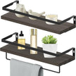 Home Decor Floating Shelves, Wall Shelves with Towel Bar, Bathroom Wall Decor, Floating Shelves Wood for Living Room/Kitchen/Bedroom, (Black-Black) Floating Bathroom Shelves