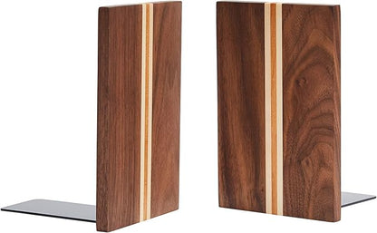 Pandapark Wood Decorative Bookends,Non-Skid Bookend for Shelves,Heavy Duty Bookends,Book Stand for Books/CDs,1 Pair
