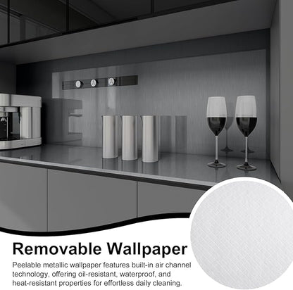 Stainless Steel Contact Paper 15.7"x 118" Thickened Grey Metallic Peel and Stick Wallpaper for Appliances Decorative Self Adhesive Stainless Steel Contact Paper for Fridge Kitchen Dishwasher Cabinets