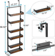 bukfen Over the Door Pantry Organizer, 6-Tier Adjustable Wooden Basket Kitchen Pantry Door Organization and Storage, Heavy-Duty Metal Hanging Kitchen Spice Rack, D6.3 x W17.71 x H50.60 inch, 1 Pack