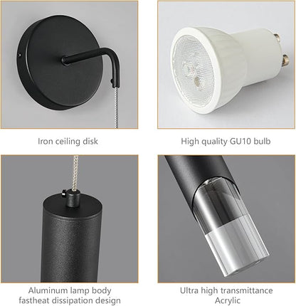 Black Wall Sconces Set of Two Modern LED Wall Lights Acrylic Wall Lighting Bathroom Vanity Light Fixture Indoor Wall Fixture for Bedroom Bedside Corridor Hallway Living Room