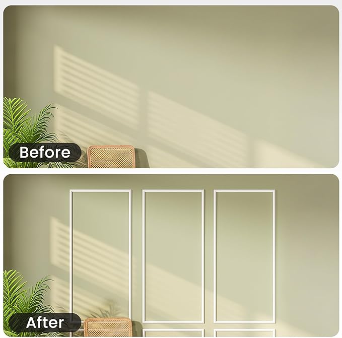 Peel and Stick Wainscoting Panels Kit, 6 Sets 54''x24'' Premade Wall Molding Peel and Stick Panels for Interior Wall Trim, Easy DIY Wainscoting Panels Peel and Stick Decor