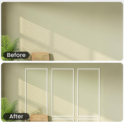 Peel and Stick Wainscoting Panels Kit, 3 Sets 54''x24'' Premade Wall Molding Peel and Stick Panels for Interior Wall Trim, Easy DIY Wainscoting Panels Peel and Stick Decor