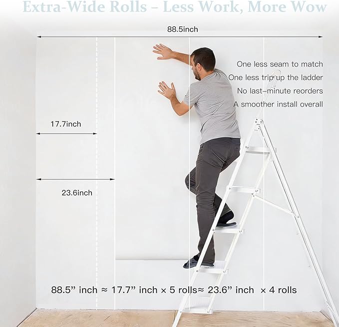 Dimoon 394''x23.6'' Peel and Stick Wallpaper White Contact Paper for New Environmentally Friendly Materials Thickening Upgrade Embossed Renter Friendly Wall Paper Modern Vinyl Wrap Countertop Bedroom