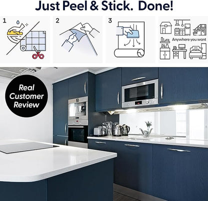 Peel and Stick Navy Blue Wood Contact Paper 17.3" x 118" Thick Waterproof Vinyl Wallpaper Roll Self Adhesive Modern Matte Wood Grain Decor Removable Film for Kitchen Countertops Cabinets
