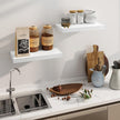 Fun Memories White Floating Shelves, 8 Inch Deep Wall Shelves Set of 2, Rustic Deep Shelves for Wall Storage, 24 x 8 Floating Shelves, 8