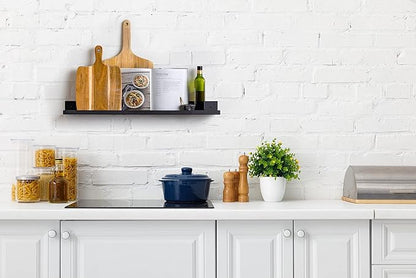 Infinite Design 36" Metal Floating Wall Shelf | Modern Black Powder-Coated Steel Ledge, Made in USA | Wall-Mounted Shelf for Living Room, Kitchen, Bathroom, Bedroom or Office