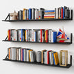 Forbena 48 Inch Long Floating Book Shelves for Wall Set of 3, Black Wall Bookshelves for Living Room, Large Heavy Duty Wood Wall Mounted Hanging Bookshelf for Bedroom Office Library Classroom