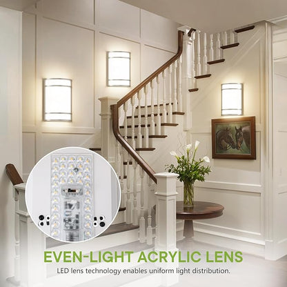 LED Indoor Wall Mount Light Fixture, Brushed Nickel Wall Sconce Lighting, 3000K 4000K 5000K Adjustable, Half Cylinder Hallway Light Fixture for Living Room Bedroom Porch 4 Pack