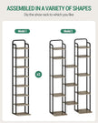 8 Tiers Vertical Shoe Rack, Narrow Shoe Tower, Tall Shoes Shelf with 2 Hooks, Adjustable Shelves, Corner Shoes Shelves for Small Spaces, Entryway, Living Room, Greige SR04305B
