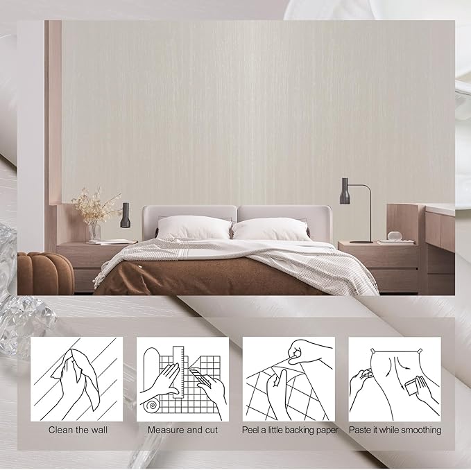 wishFIRE Cream Textured Peel and Stick Wallpaper 15.7
