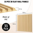 Qidejoy 33 Pcs 3D PVC Slat Wall Panels 12X12in Fluted Textured Paneling Modern Decorative Tiles Cuttable Paintable DIY Wall Art for Interior Decor, Bedroom, Farmhouse, Ceiling, TV Background (Oak)