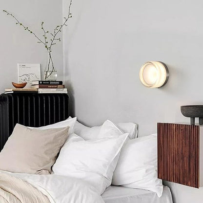 flexman Modern Indoor LED Wall Sconce, 3000K Warm LED Minimalist Round Wall Lamp, 5.5 X 2.7 Nordic Style Acrylic Wall Lights for Living Room Bedroom Corridor Verandahs