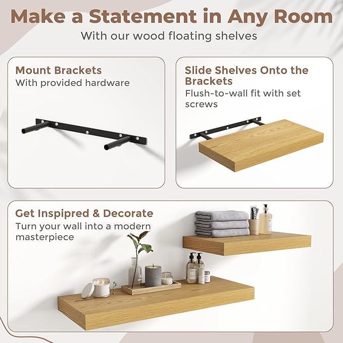 30 Inch Floating Shelves for Wall Set of 2, 12