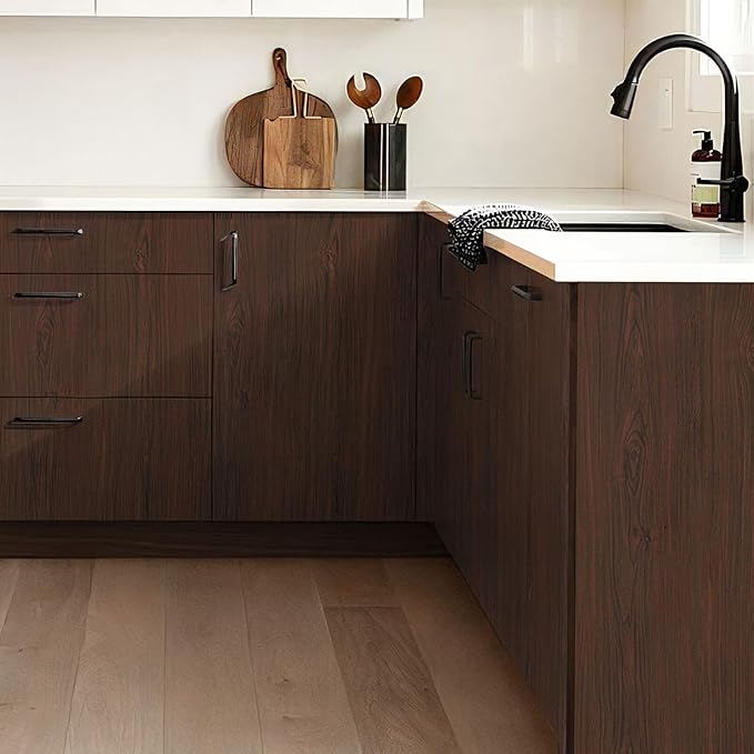 Heroad Peel and Stick Wallpaper Wood Contact Paper Wood Wallpaper Red Brown Wood Grain Contact Paper Thicken Textured for Cabinet and Drawers Countertops Waterproof Self Adhesive Vinyl 17.5" x 197"