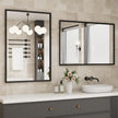 Bathroom Vanity Mirror 24x36 Inch, Matte Black Rectangle Bathroom Mirror, Anti-Rust, 4MM Tempered Glass, Wall-Mounted Mirror, Hangs Horizontally or Vertically for Bathroom & Bedroom