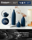 Matte Blue Vase Set Navy Blue Decor Coastal Decor Vases for Kitchen Island Living Room Office Table Fireplace Mantle Decorations & Bathroom Shelf Decor Centerpiece Table Decorations Ceramic