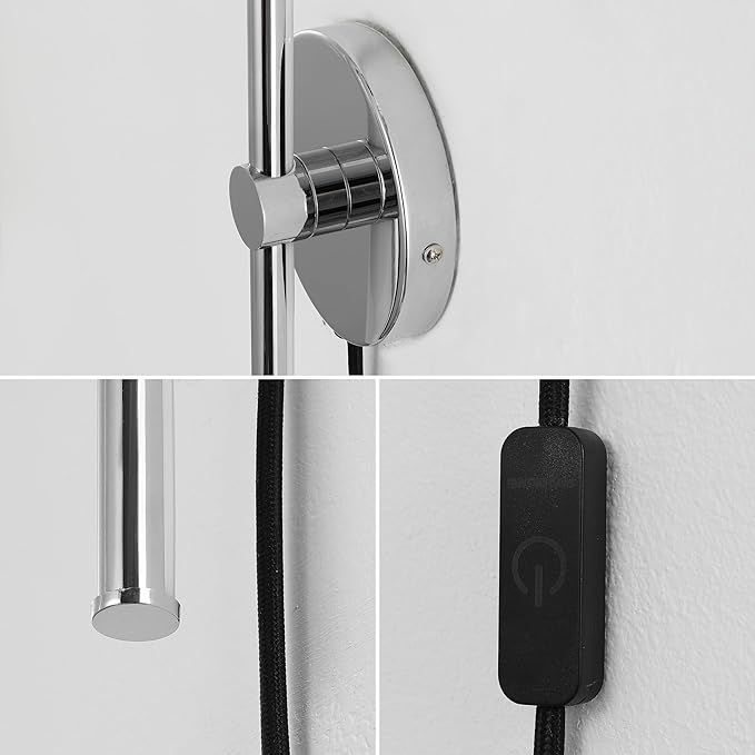 JONATHAN Y 27.25" Chrome 1-Light Modern Integrated LED Wall Sconce, Minimalist Plug-in Adjustable Bar Lamp for Bedroom Living Room, Dimmable Iron Metal Wall Light, 3000K (JYL7136C)