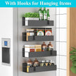4 Pack Magnetic Spice Storage Rack Organizer for Refrigerator and Oven, Dark Gray Fridge Organizers and Storage
