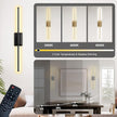 Battery Operated Wall Light Set of 2 - Gold Picture Wireless Led Plug In Walls Sconce Fixture Indoor - Art Decor Bathroom Sconces Rechargeable - Modern Bedroom Cordless Lights Fixtures with Remote