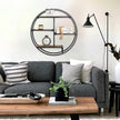 Industrial Style Round Wall Shelves, 3 Tier Decorative Floating Ledge Shelves, Wall Mounted Metal Bracket Wooden Display Hanging Shelf