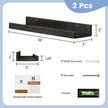 Picture Ledge Shelf for Wall, 16 inch Solid Pine Wood Nursery Book Shelves 2 Packs, Floating Ledge Shelves for Kids' Room Bedroom Bathroom Living Room Photo Frames Office Nursey Wall Decor, Black