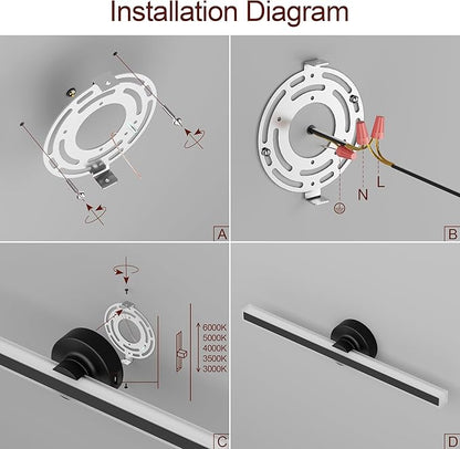 Modern Black Vanity Light, 23.62 inch 5 Colors Wall Sconce Dimmable, LED Bathroom Light Fixtures for Mirror