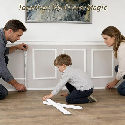 4 Frames Peel and Stick Wall Molding Kit, Wainscoting Panels kit for Walls, PreCut Wall molding 20x20 Inch, Easy Install Wall Wainscoting & Picture Frame Molding for Living Room, Bedroom, Home Decor